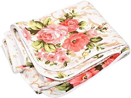 Slickcomfort Beautiful Multi Floral Designs/Pilling 100% Super Soft Cotton Reversible dohar AC Blanket Duvet/Dohar/Quilt for Home (Pink Flower, Single Bed)