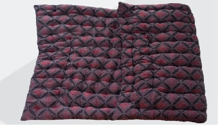 ATOOTFUSION Single Bed Cotton Filled Quilt Mattress Gadda Soft & Reversible,Foldable Lightweight Filled Single Firm Cotton (3 X 6 Ft Or 72 X 36 Inch)(Maroon Embroidery, Normal)