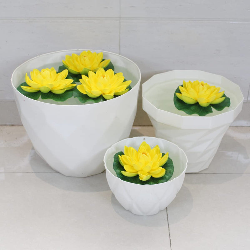 Wonderland ( Set of 5 Big Size Floating Lotus Flowers Artificial Floating Lotus in Yellow