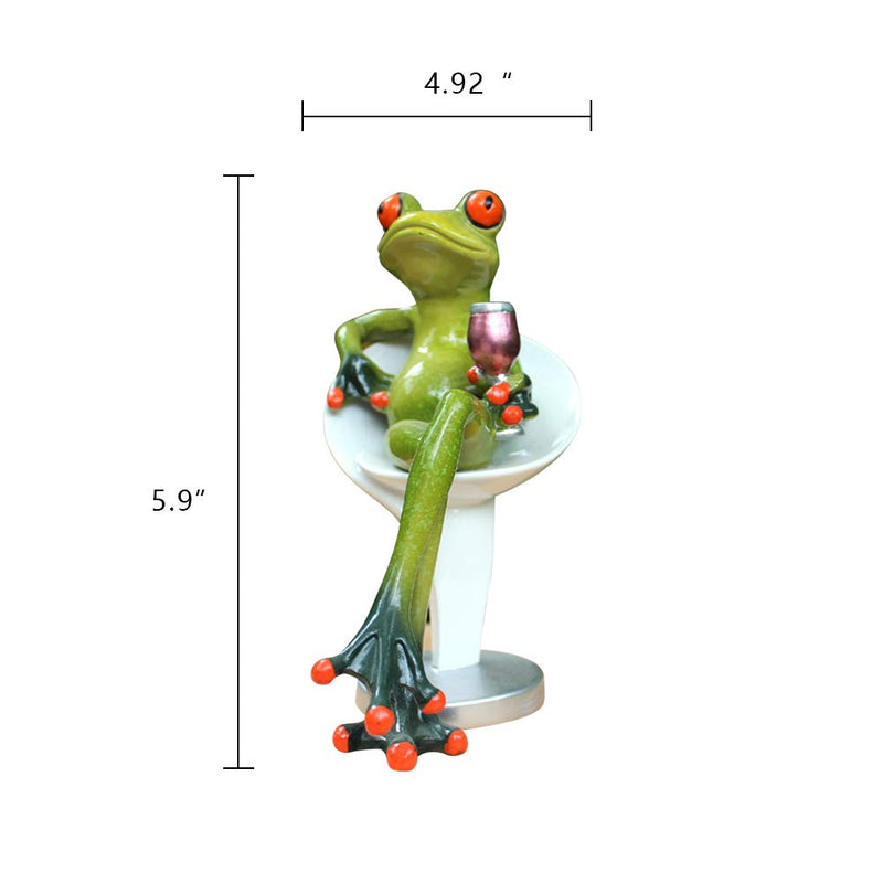 Dorlotou Frog Figurines Statue Cute Funny Seated Frog Sculpture for Home Desk Bathroom Decoration 6088