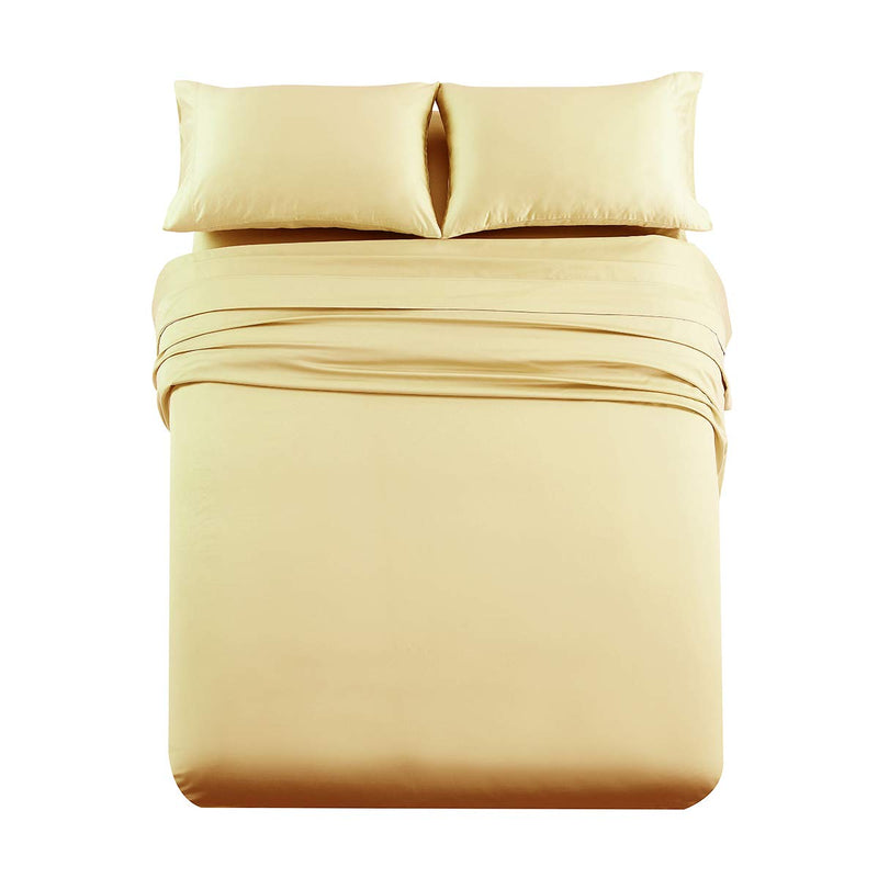 Royal's Solid Gold 1000-Thread-Count 4pc King Bed Sheet Set 100-Percent Cotton, Sateen Solid, Deep Pocket