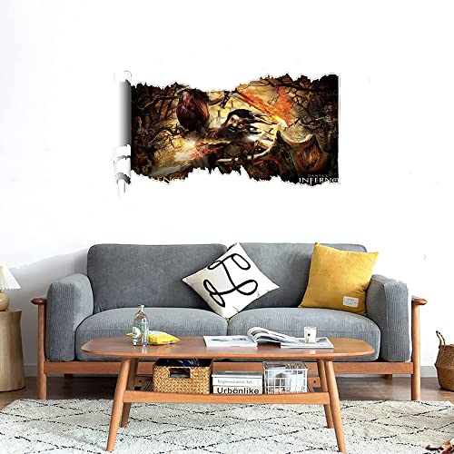 GADGETS WRAP Printed Wall Decal Sticker Scratched Paper Style Wall Decal (90cm x 50cm) - Violence Dante's Inferno