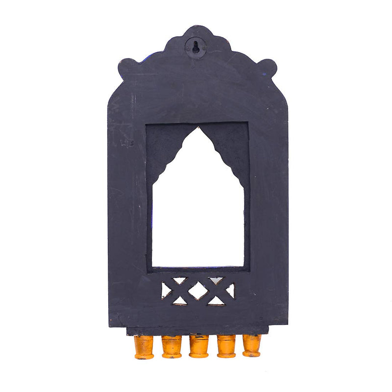 CRAFT TREE Wooden Handpainted Jharokha Frame in Blue Colour Height 16''