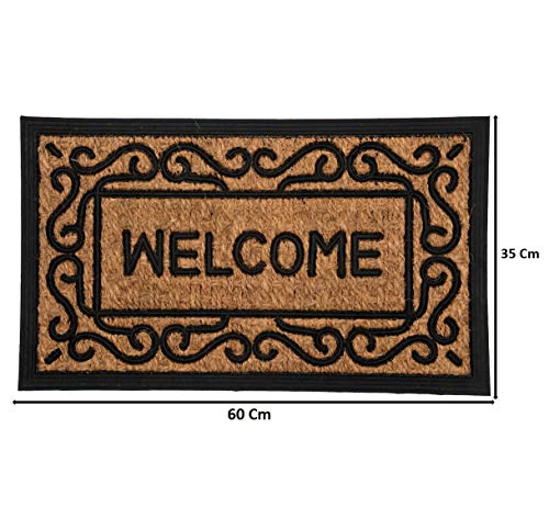 SWHF Rubber-Backed Natural Coir Doormat, Entry Mat for Indoor or Outdoor Use (Welcome)