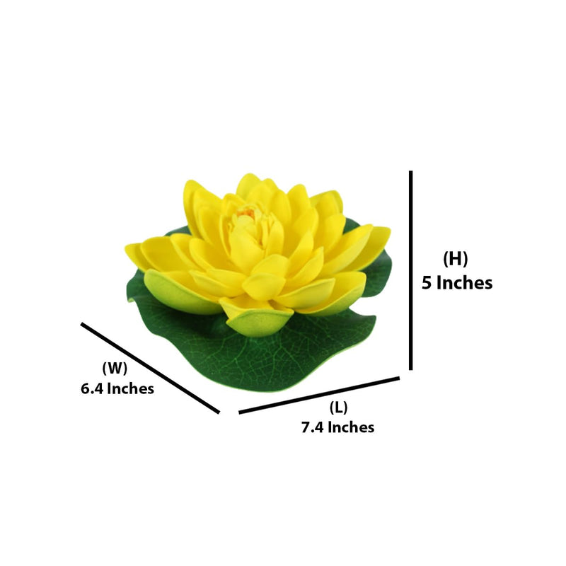 Wonderland ( Set of 5 Big Size Floating Lotus Flowers Artificial Floating Lotus in Yellow