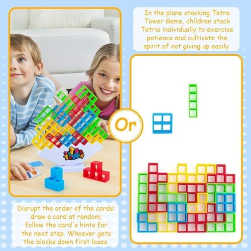 TEC TAVAKKAL Tetra Tower Game 16 Pcs Stack Tower, Swing Stack High Child Balance Building Block 2 Players+ Interactive STEM Toy for Family, Travel, Parties for Adults & Kids