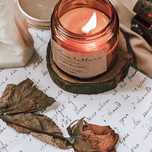 THE UMBRELLA STORE Love Letters, Moring Brew, Library and Autumn Scented Candle, Floral Notes Scented Candle, Autumn Fragrance, Pack of 4 Candle