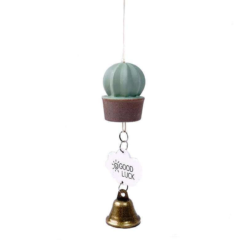 Yindella Green Cactus Ceramic Wind Chimes 28x6x4CM Frosted Surface Crisp Sound Desert Inspired Decor for Outdoor Spaces Patio and Garden (Cactus)