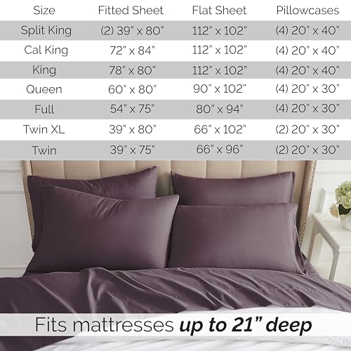 King, Purple : Southshore Fine Linens - 6 Piece - 21 Inch - Extra Deep Pocket Sheet Set (King, Purple)