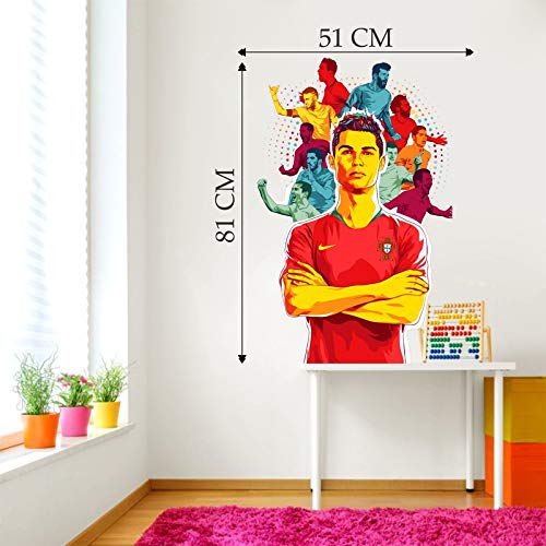 DivineDesigns™ Football Stars Wall Sticker for Living Room Bedroom Office Wall Decorations PVC Vinyl Self-Adhesive Pack of 1 (20 X 31) Inch