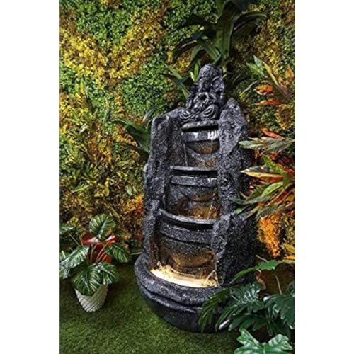 Shawshank Three Step Ganesh Water Fountain Resin Fiberglass Water Fountain for Home Office Living Room Dcor with LED Lights and Pump