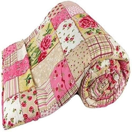 Slickcomfort Beautiful Single Bed Multi Floral Designs/ 100% Pilling Super Soft MicroCotton Reversible Pink Check dohar AC Blanket Duvet/Dohar/Quilt for Home (Pink Check, Single Bed)