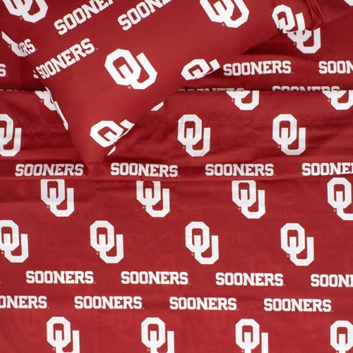 College Covers Oklahoma Sooners Printed Sheet Set - Full - Solid