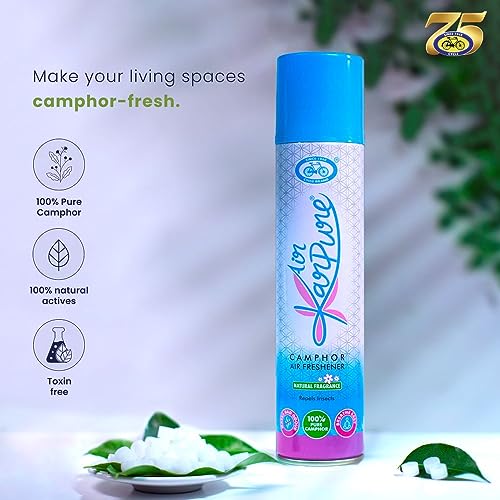 Cycle Pure Karpure Camphor Air Freshener Spray - Pack of 2 | Air Purifier for Bathroom, Toilets, Lounges, Homes, & Offices | Fragrant Room Sprays | Repels Insects | Original Camphor Fragrance