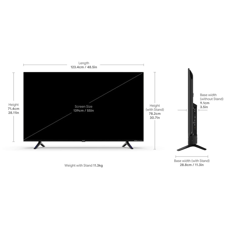 Acer 139 cm (55 inches) V Series 4K Ultra HD Smart QLED Google TV AR55GR2851VQD (Black)