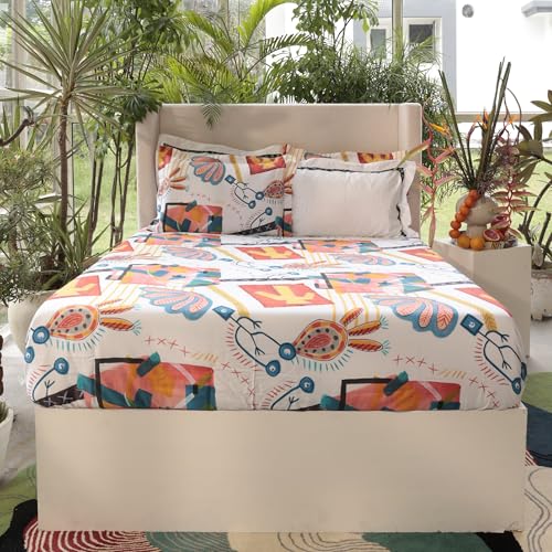 MYTRIDENT Shivan and Narresh Collection, Trident Bedsheet for Double Bed, 100% Cotton Bedsheet, 400 TC, Luxury, Premium bedsheet, King Size Bedsheet with 4 Pillow Covers - Surocco