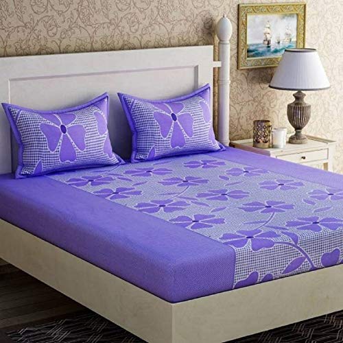 KIHOME Microfibre 144 TC Bedsheet (Double_Purple)