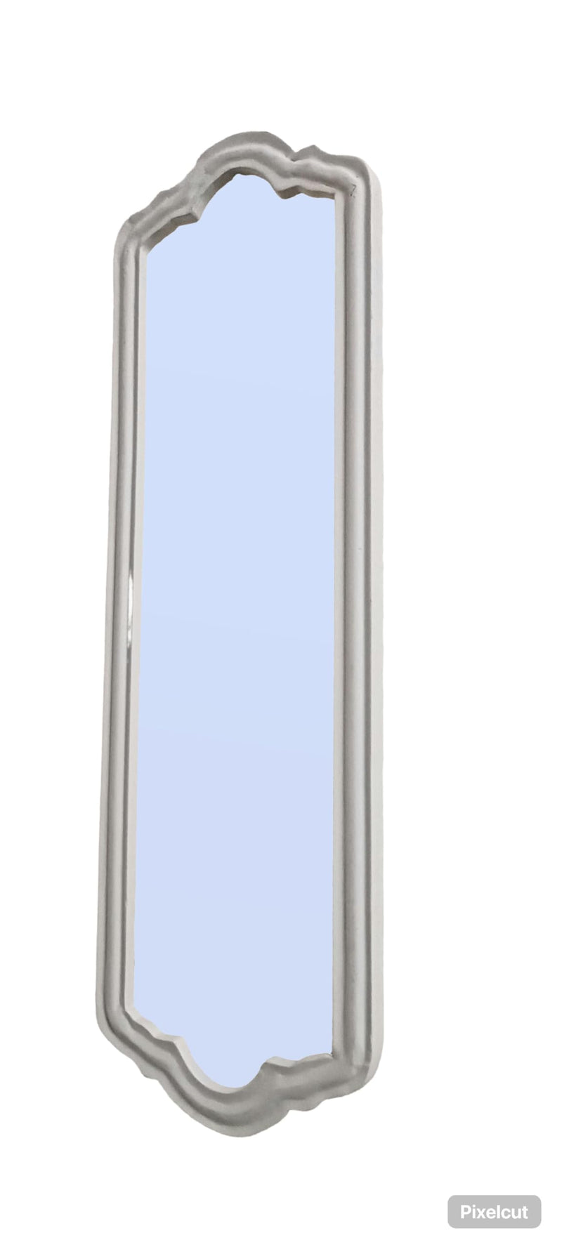 Wood HUB Wooden Hand Crafted Mirror Frame Solid Wood Antique White Finish, Size 30X8 INCH, Mirror Frame