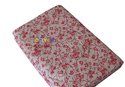 DEILYVERY Summer Special Anti-Pilling Super Soft Cotton Floral Print Double Bed Dohar, Red Iris Flowers