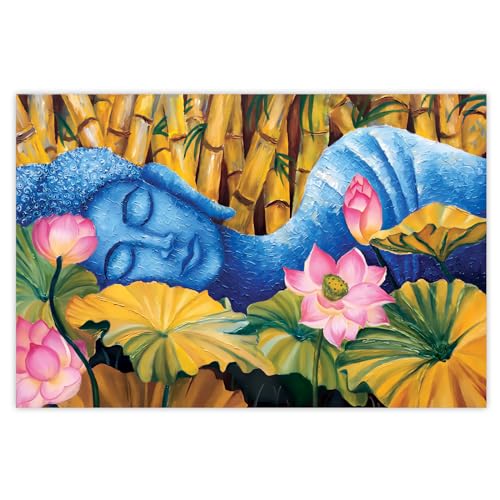 Indianara Rolled Sparkled Lord Buddha Art Print for Room Décor Digital Reprint 36 inch x 24 inch Painting (10656PST)