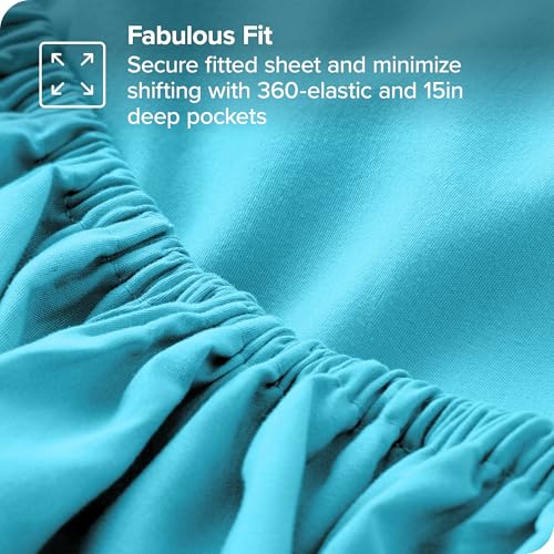 Queen , Aqua : Premium 1800 Ultra-Soft Microfiber Collection Queen Sheet Set, Hypoallergenic, Easy Care, Wrinkle Resistant, Deep Pocket (Queen, Aqua)