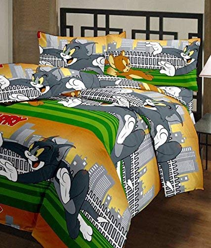 ATU_Tom & Jerry Cartoon Prints Polycotton Single Bed AC Dohar For Kids/AC BLANKET