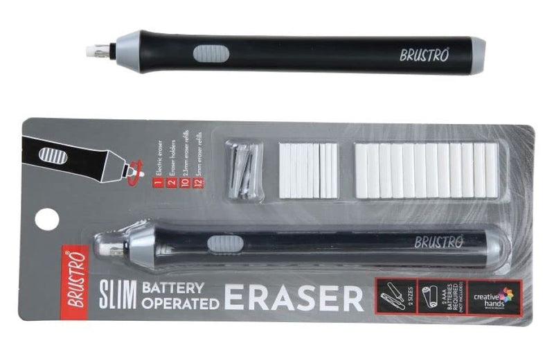 Brustro Slim Battery Operated Automatic Eraser, with 22 Refills and 2 Eraser Holders. (Batteries not Included)