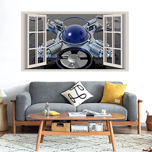 GADGETS WRAP Printed Wall Decal Sticker Fake Window Style Decal (90cm x 50cm) - Spaceship ON Ocean