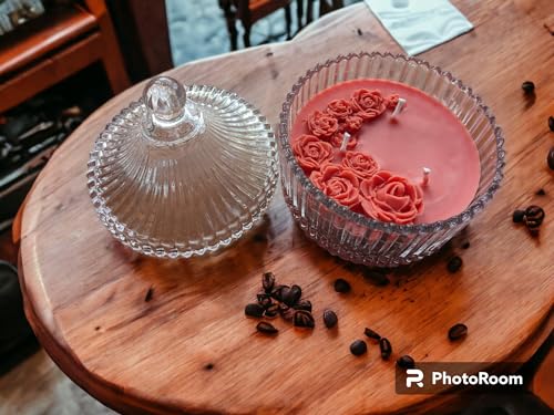 Coral Charm | Vanli Crystal Jar Candle with Mini Flower Embrace (Pink) -Handmade Decors and Gifts (Rosemary)