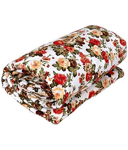 SYNEX Flower Print Microfiber Lightweight Reversible Super Soft AC Dohar/Blanket Combo Set of 2 Pc (Flower Red Print, Single Bed)