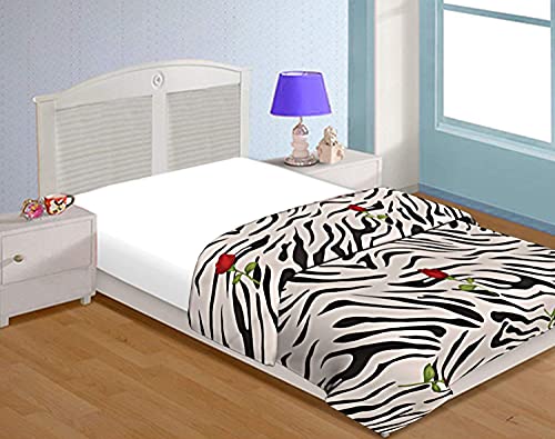 SINWAR HOME DECOR Microfibre Reversible Double Bed Comforter Dohar AC Blanket/Dohar (White & Black, Double)