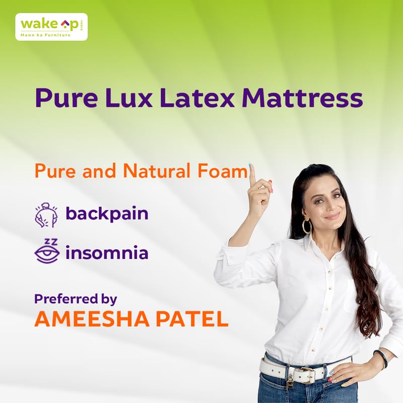 wakeup INDIA Latex Foam Mattress Double Size 72x48x5 Inches | PureLuxe 5 inch Double Bed Softy Firm Mattresses | 10 Years Warranty | Dual Comfort Orthopedic Mattress (White Colour)