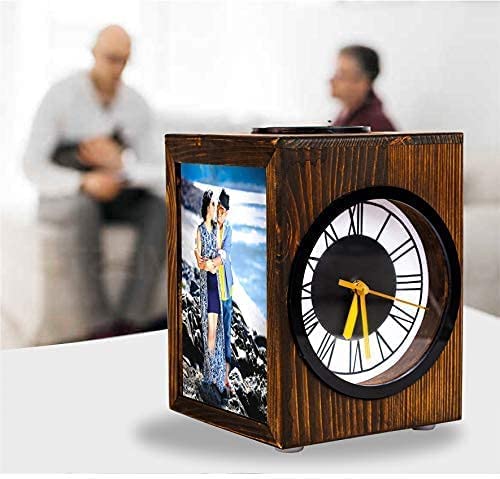 ZOCI VOCI Harmony | 2 Photos Table Lamp with BT Speaker, FM Radio, USB, microSD Card Slot, Music System with Remote Control & LED Clock | Home Decor Photo Lamp | Raw Wooden Finish