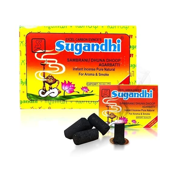 Sugandhi Sambrani | Dhuna | Export Quality | Dhoop Stick | Incense Stick | Agarbatti | Benzoin | Loban | Multi-Purpose, 20 Dhoop Sticks per Box with One Metal Plate x 12 Boxes