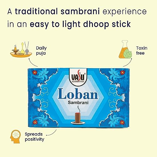 Cycle Pure Vasu Loban Sambrani Dhoop for Pooja (288 pcs) | Dhoop batti Guggal for Puja, Home & Festivals | Loban Dhoop Original with Burner | Pack of 3 (96 Dhoop/pack + 1 burner plate/pack)