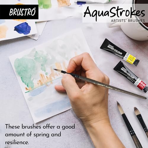 Brustro AquaStrokes Artist Brushes for Watercolour, Gouache, Acrylics and Oil Brush Set of 6