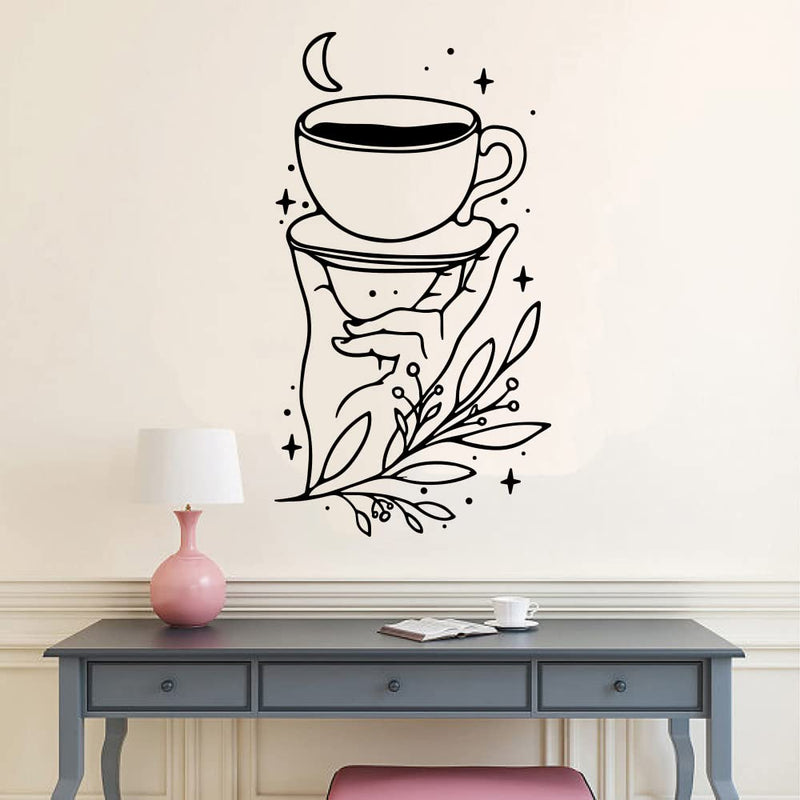 GADGETS WRAP Vinyl Decal Sticker Coffee Hand Leaf Moon (Item Finish Size : 102cm x 56cm)