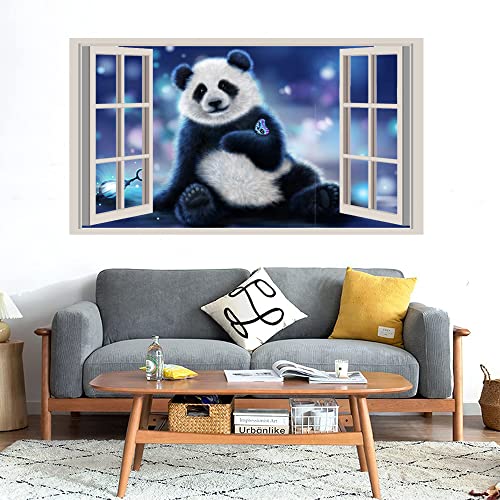 GADGETS WRAP Printed Wall Decal Sticker Fake Window Style Decal (90cm x 50cm) - Panda (2)