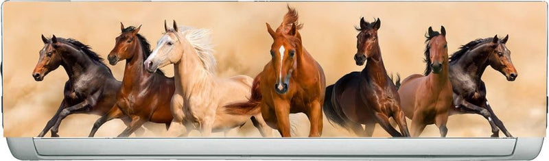 Rangeele 'Seven Running White Horses Art Deco Poster'' AC Cover Sticker (96 cm x30.5 cmx 24.5 cm)