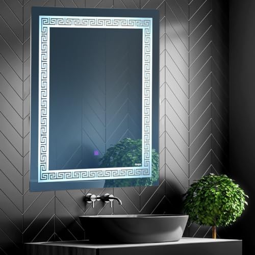 Crystal Indian Glass Wall Mounted Rectangular Mirror Vertical Design Makeup and Grooming Living Room Bedroom Dressing Offices (24X24)