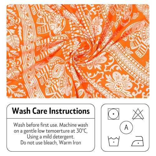 Värde Classic Collection Double Bedsheet with 2 Pillow Cover | 100% Cotton Bedsheets for Double Bed | All Season Comfort | Handmade Handloom Bedsheet | Size 86x90 inches (ArtyClick Orange)