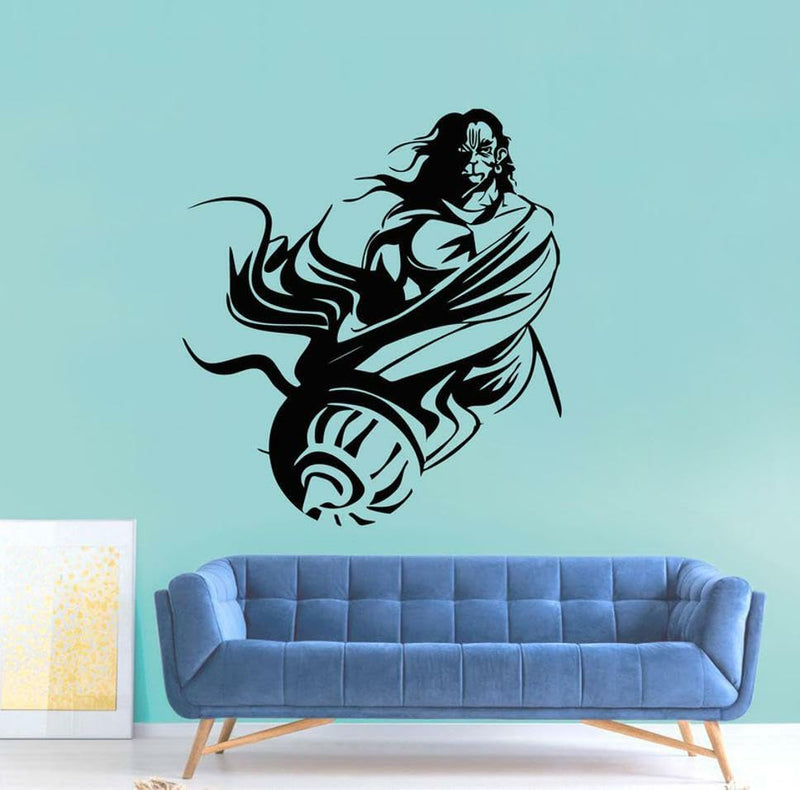 The Lord Bajrangbali Black Shadow with Bludgeon Decorative Wall Sticker (PVC Vinyl)