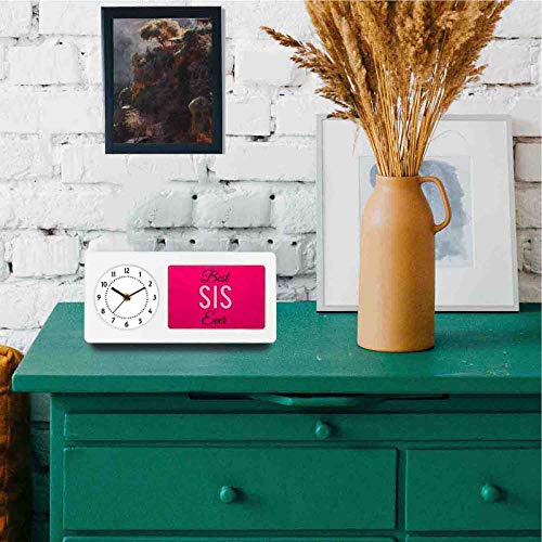 Designer Unicorn Desk/Shelf Clock with Attached Frame Best Sis Ever 9.5 * 4.5 inches