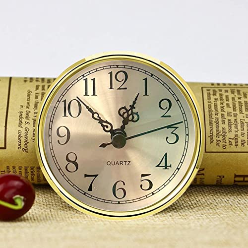 LOOM TREE 90Mm Quartz Clock Insert Arabic Numbers Battery Operated Repair Parts Gold | 1 Piece Clock Insert