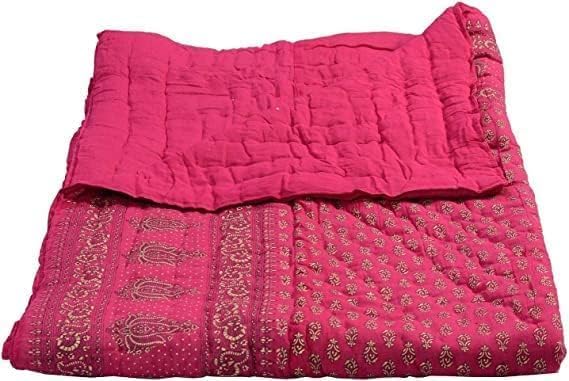 fashhub Pure Cotton Single Bed Soft Jaipuri AC Quilt/Razai/Rajai Floral Print,Jaipuri razai Single Bed for Winter Printed,(55 x 85 inch Single Bed)