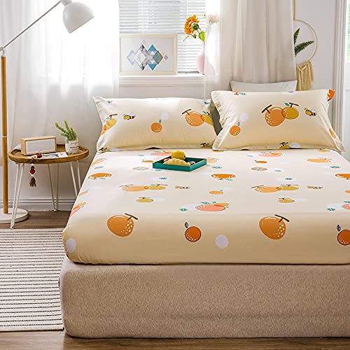 Fitted Sheet 1PCS 100% Cotton Long Staple Combed Pure Natural Cotton Sheet Soft & Silky Sateen Weave with Elastic All Around - Fits Mattress Upto 9.8 inches