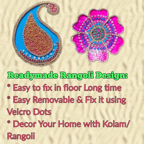 Jeffrey Small Size 6 Pieces Set Rangoli Floor Decor Handicraft (Small)