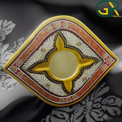 GRP MARBLES Handcrafted Decorative Ash Trays with Intricate Designs, Set of 2, 10 cm x 10 cm