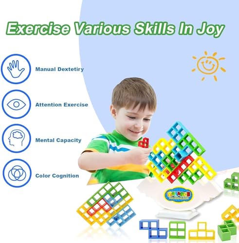 TEC TAVAKKAL Tetra Tower Game 16 Pcs Stack Tower, Swing Stack High Child Balance Building Block 2 Players+ Interactive STEM Toy for Family, Travel, Parties for Adults & Kids