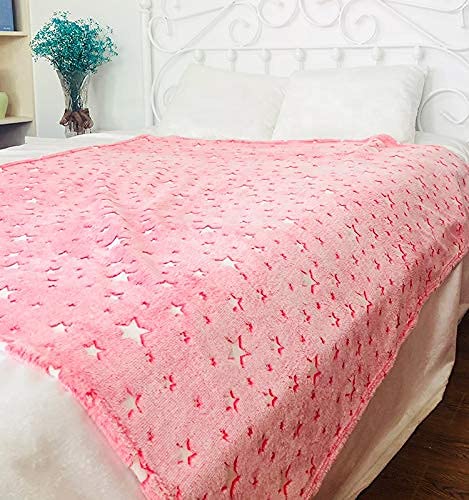 AHC Glow in The Dark Polyester Microfiber Blanket for Kids (Pink 150 x 100 cm)